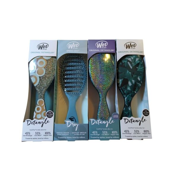 Wet Brush 4-piece Holiday Diamond Detangler Hairbrush Set - Emerald Set - Picture 1 of 3